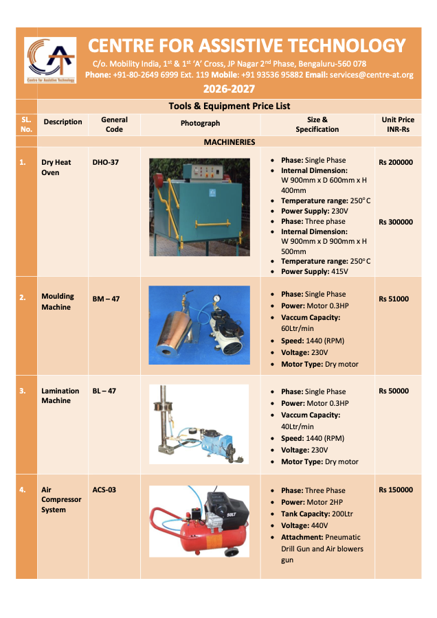 Tools & Equipments Indian Price List 2026-2027 first page
